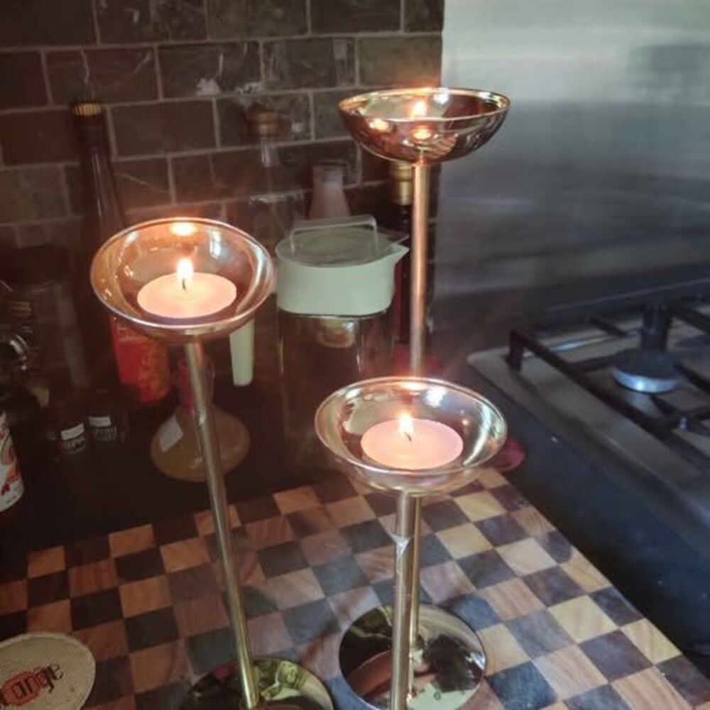 Vintage brass candle holders set of 3